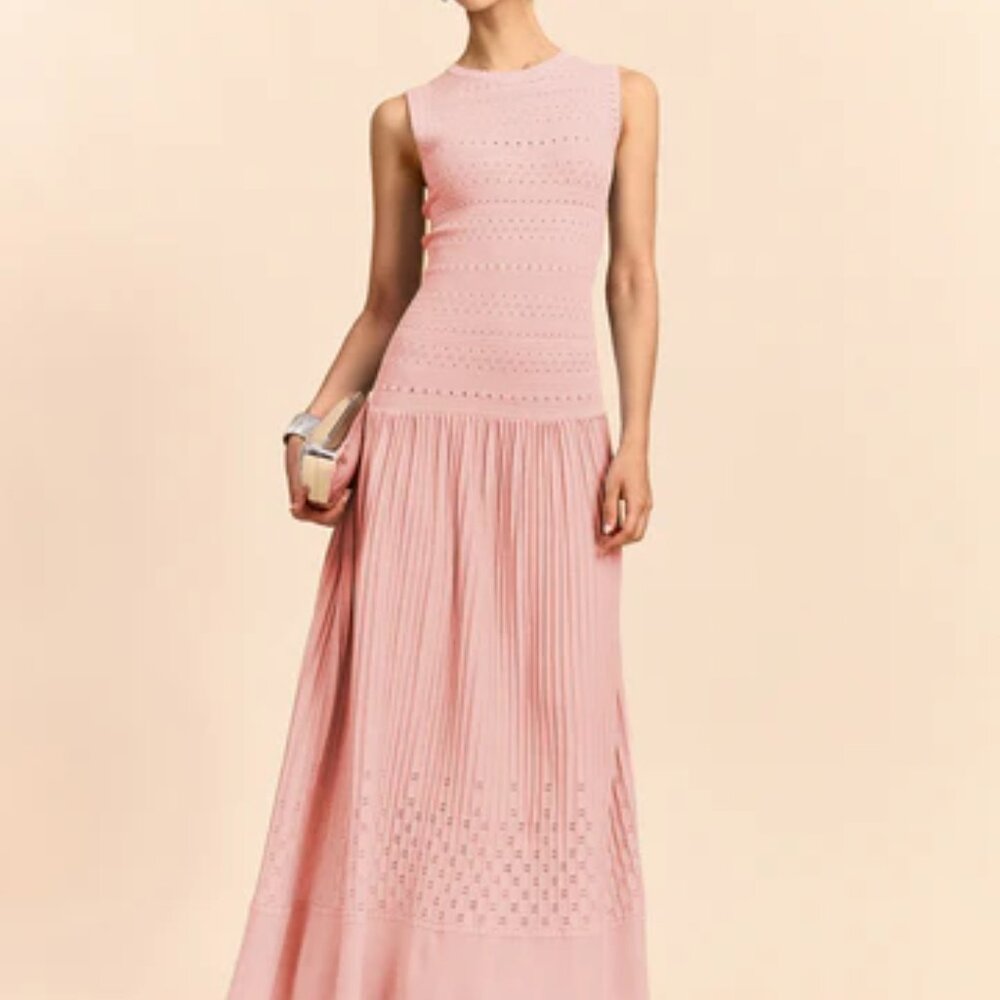 COMMENSE Sleeveless Knit Eyelet Maxi Dress